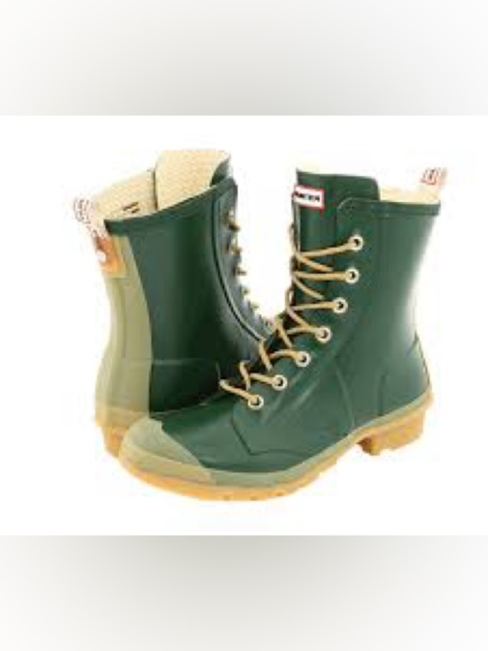 Hunter dark green Thurloe lace up Wellington boots